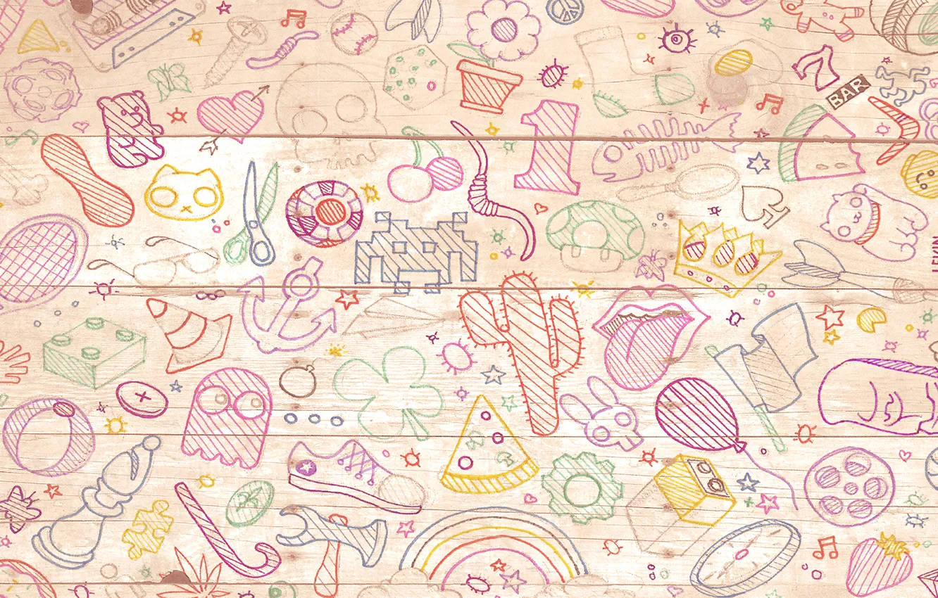 Photo wallpaper background, drawings, items
