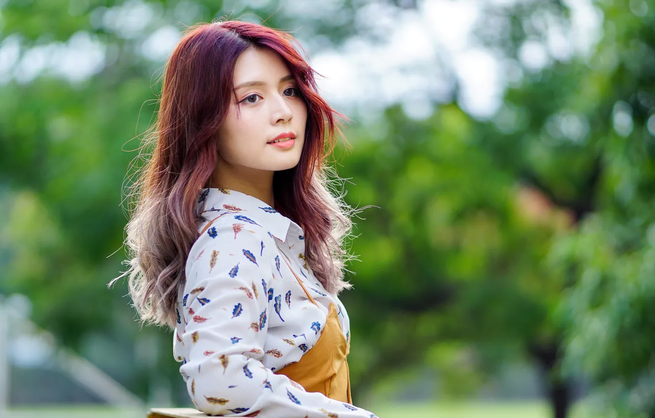 Photo wallpaper look, girl, hair, Asian