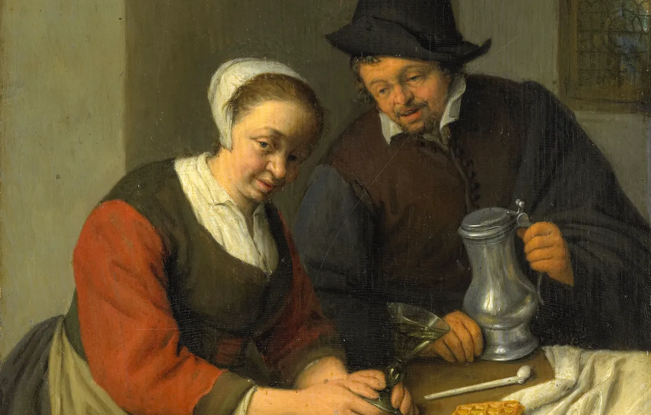 Photo wallpaper portrait, picture, The farmer and his Wife in the Tavern, Adriaen van Ostade