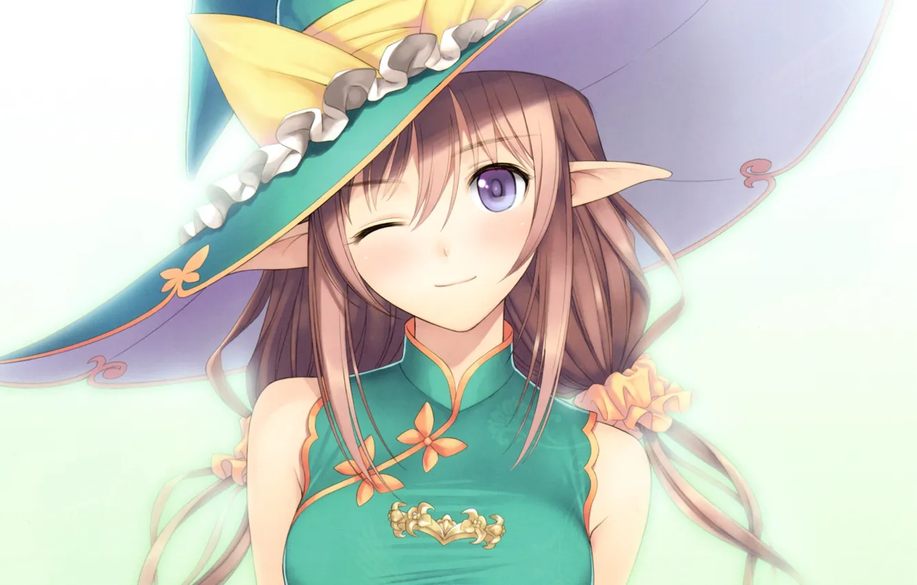 Photo wallpaper hat, bow, ears, art, wink, visual novel, Tony Taka, rinna mayfield