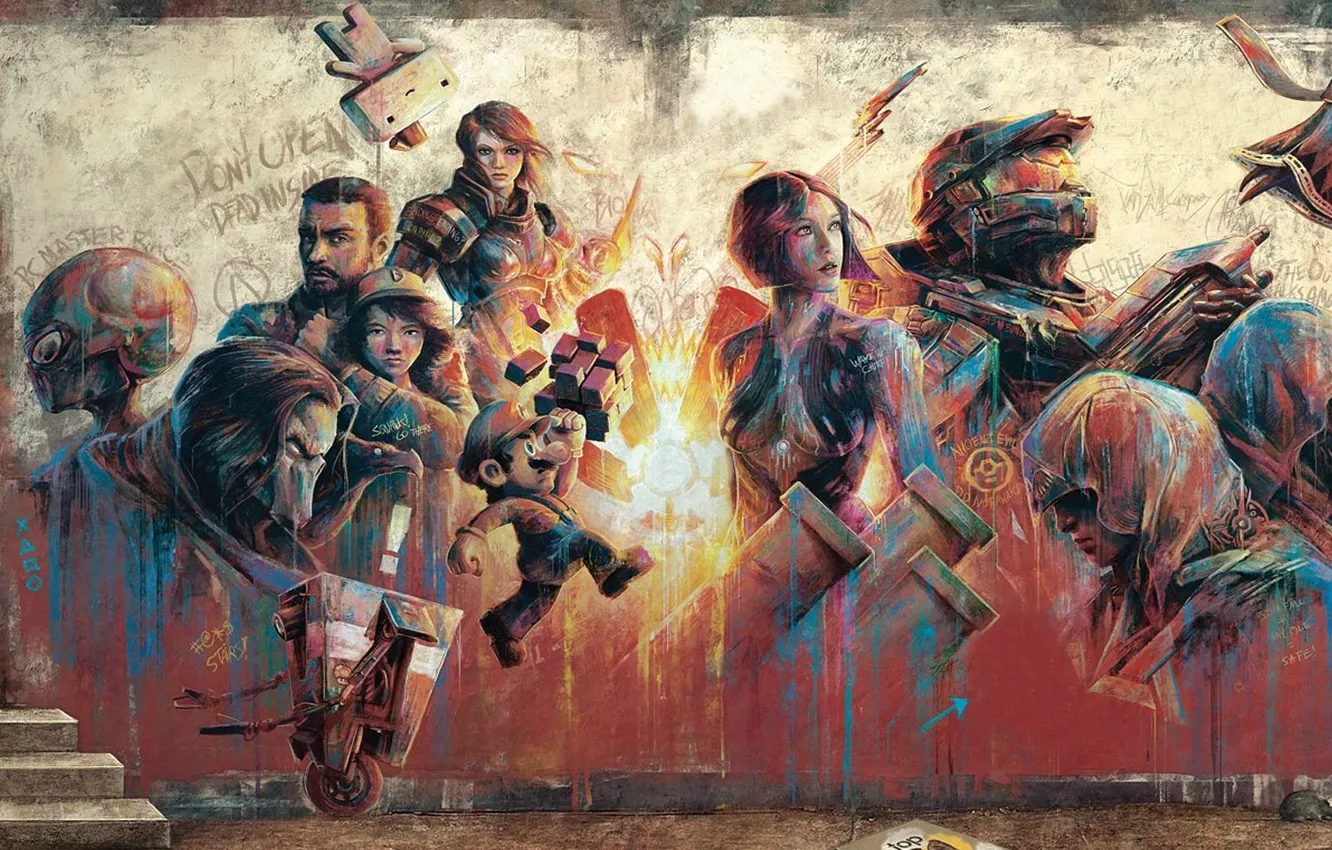 Photo wallpaper graffiti, art, heroes, characters, top games