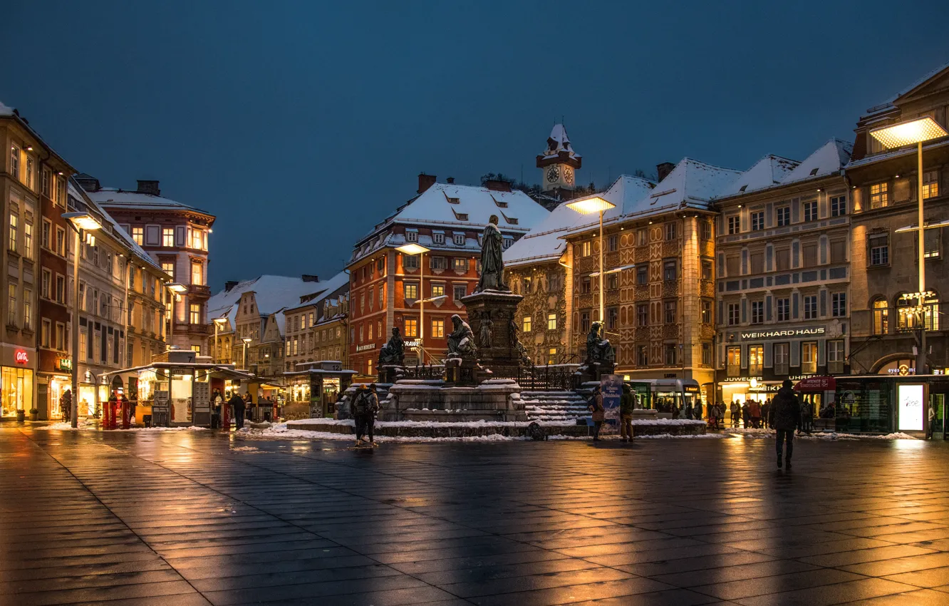 Photo wallpaper lights, the evening, Austria, area, Graz