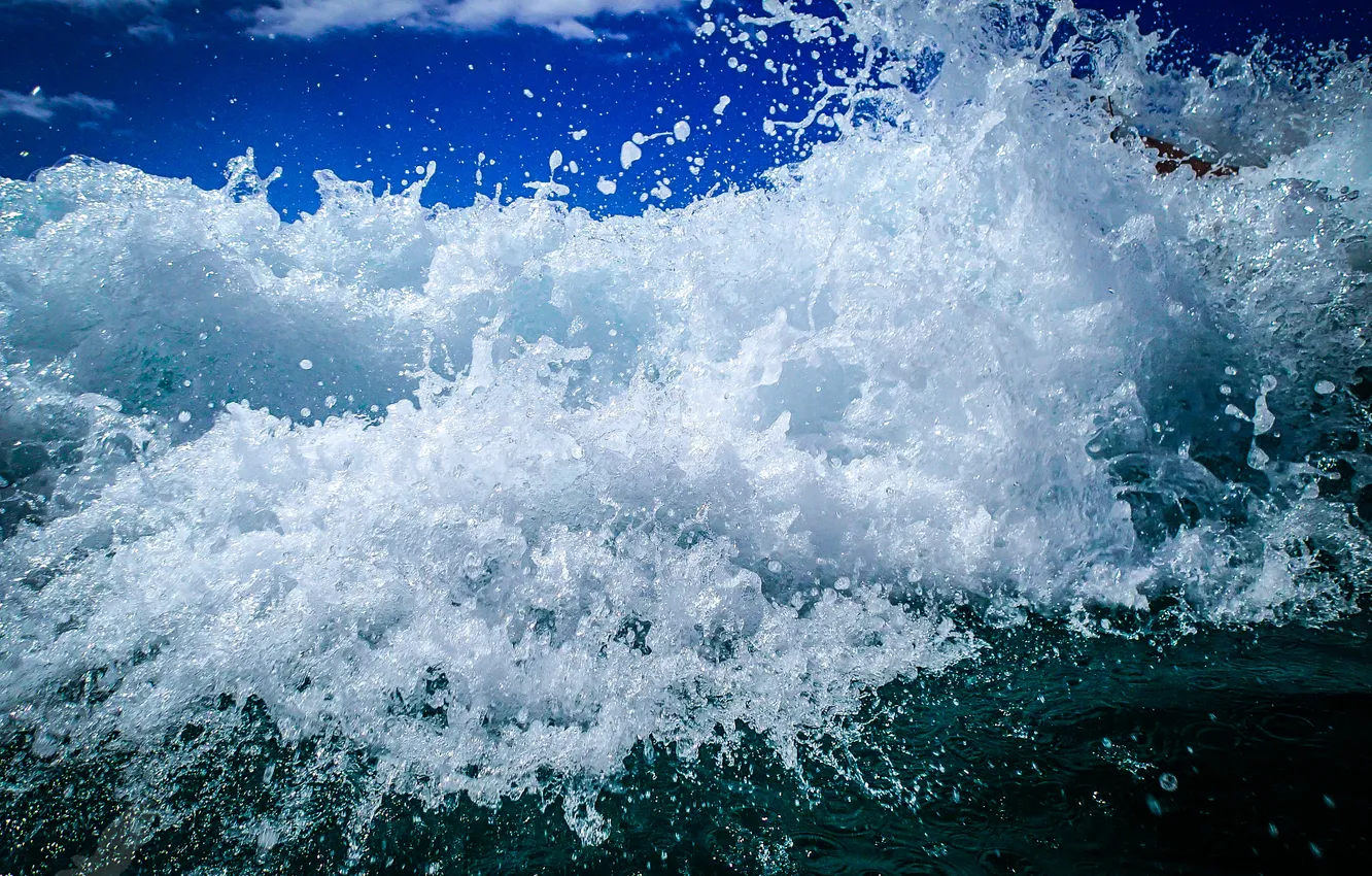 Photo wallpaper sea, the sky, foam, squirt, wave