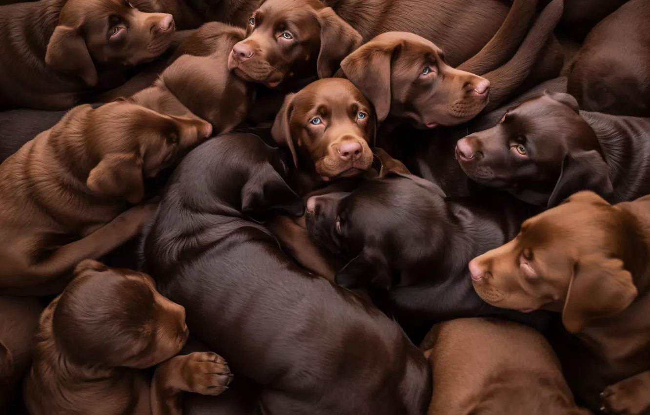 Photo wallpaper a lot, AI art, pack, neural network, dog