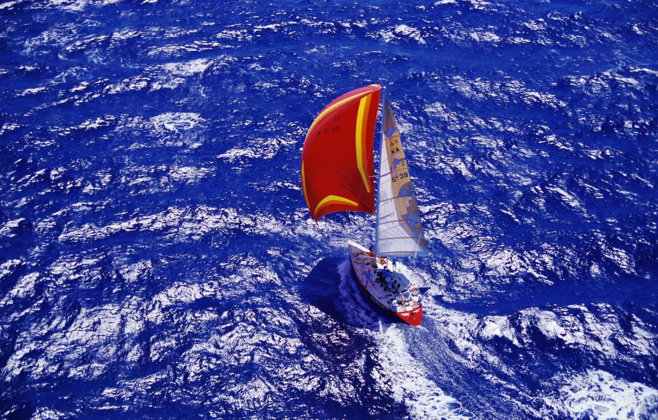 Photo wallpaper sea, photo, sailboat, yacht, top