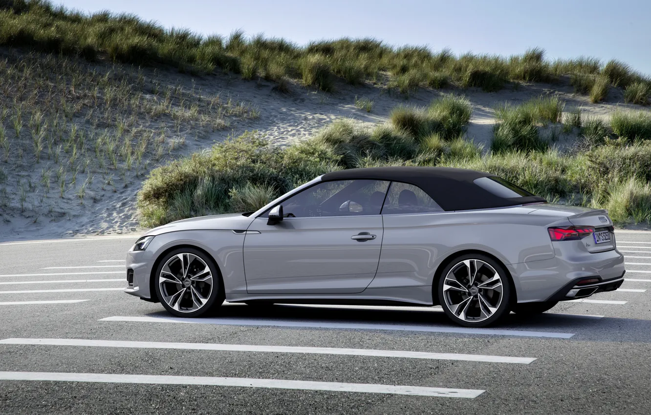 Photo wallpaper grey, Audi, convertible, Audi A5, side view, top, A5, 2019