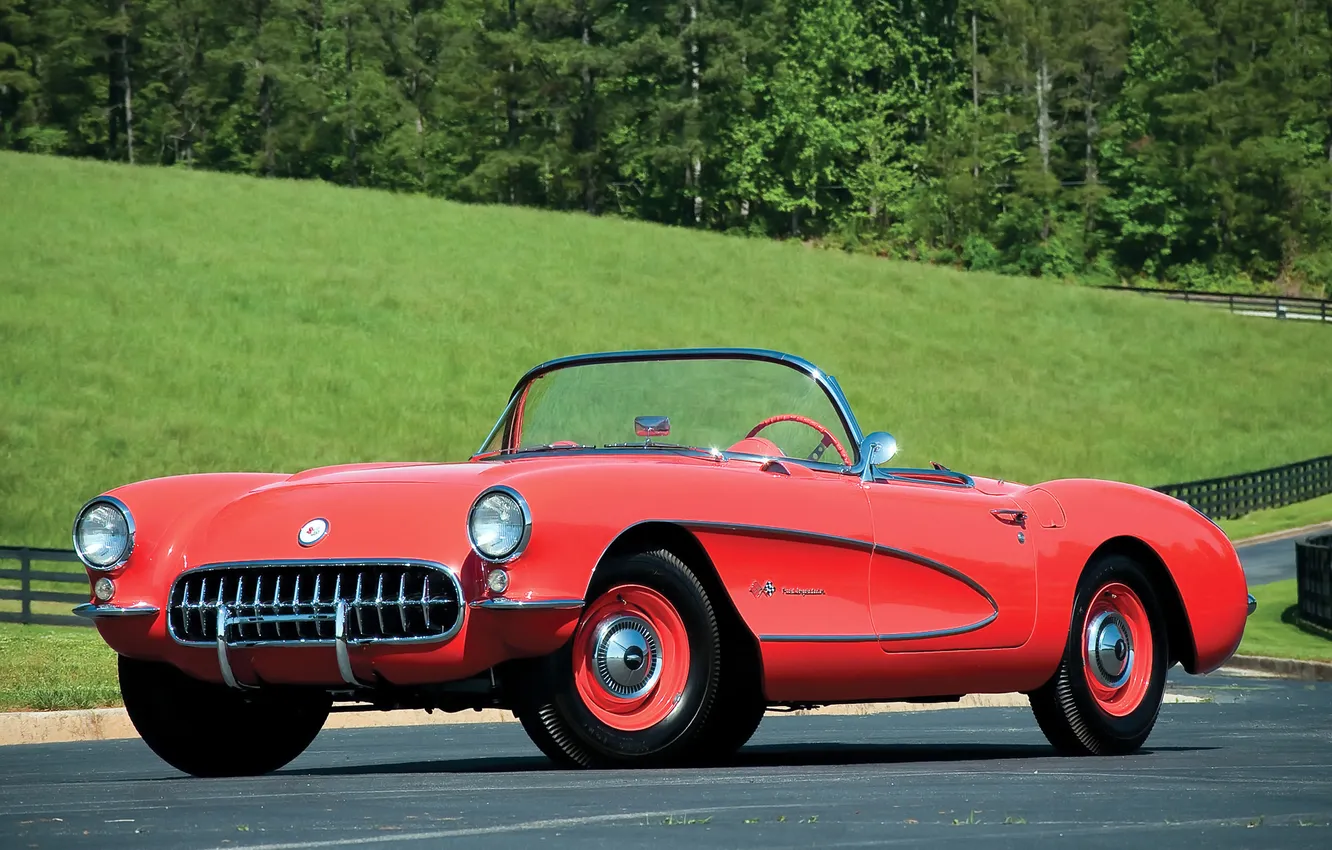 Photo wallpaper red, sports, convertible, beautiful, Corvette