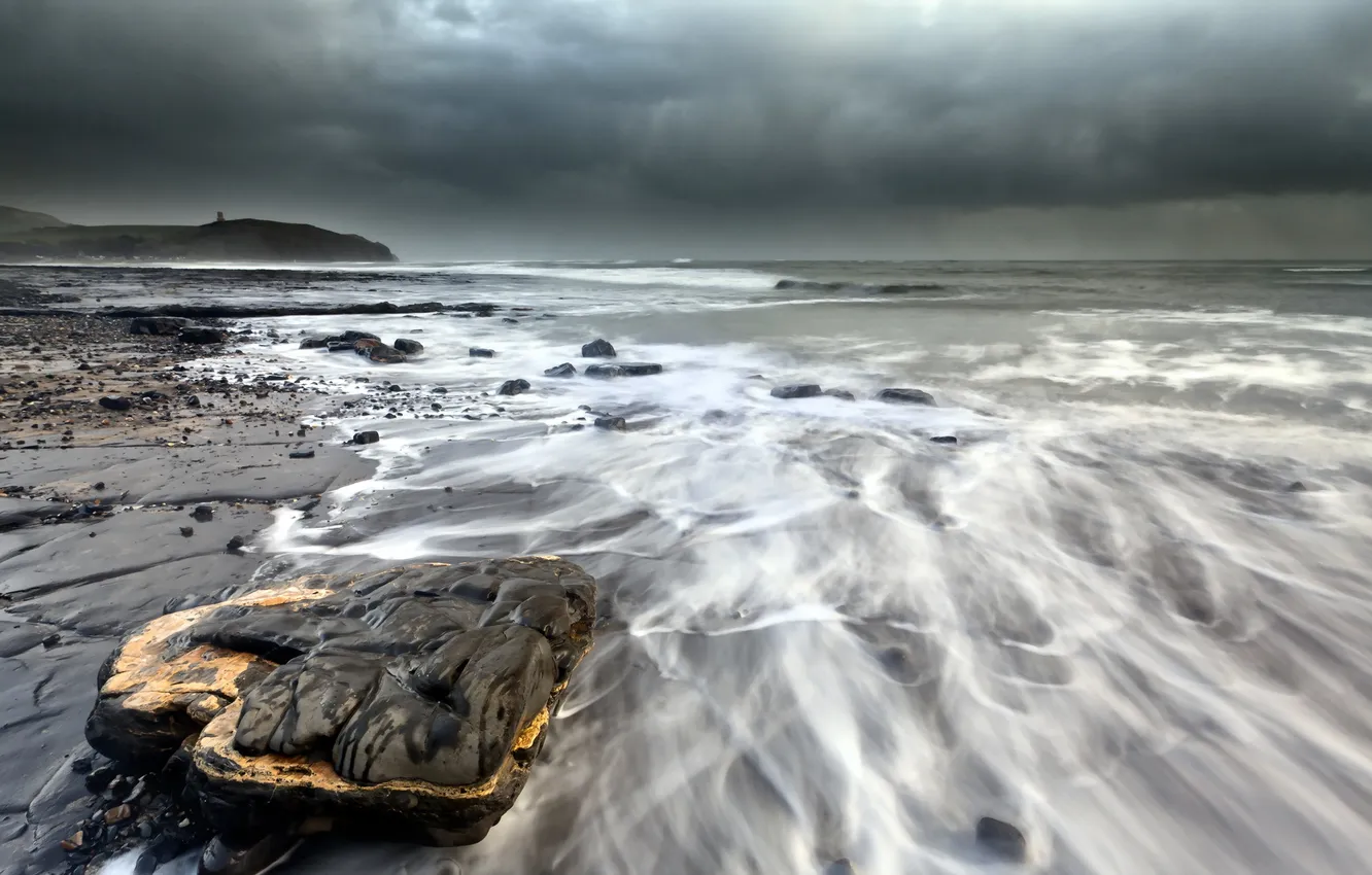 Photo wallpaper sea, landscape, stones