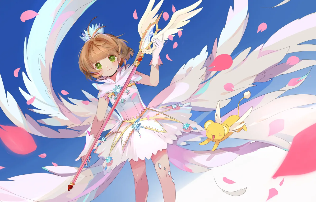 Photo wallpaper wings, anime, Girl, Card Captor Sakura, Cherry blossoms