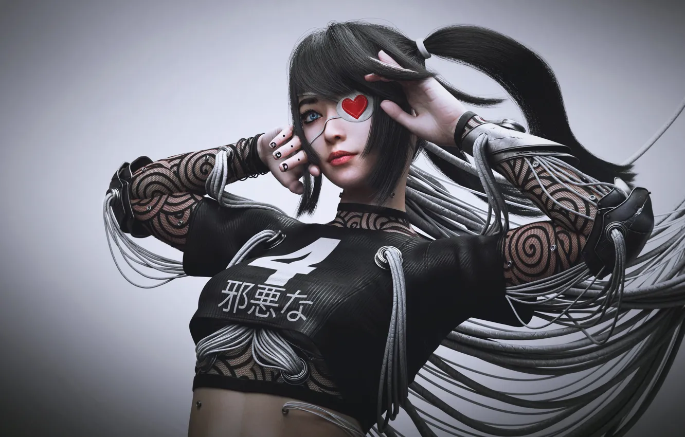 Photo wallpaper girl, future, wire, Cuberpunk