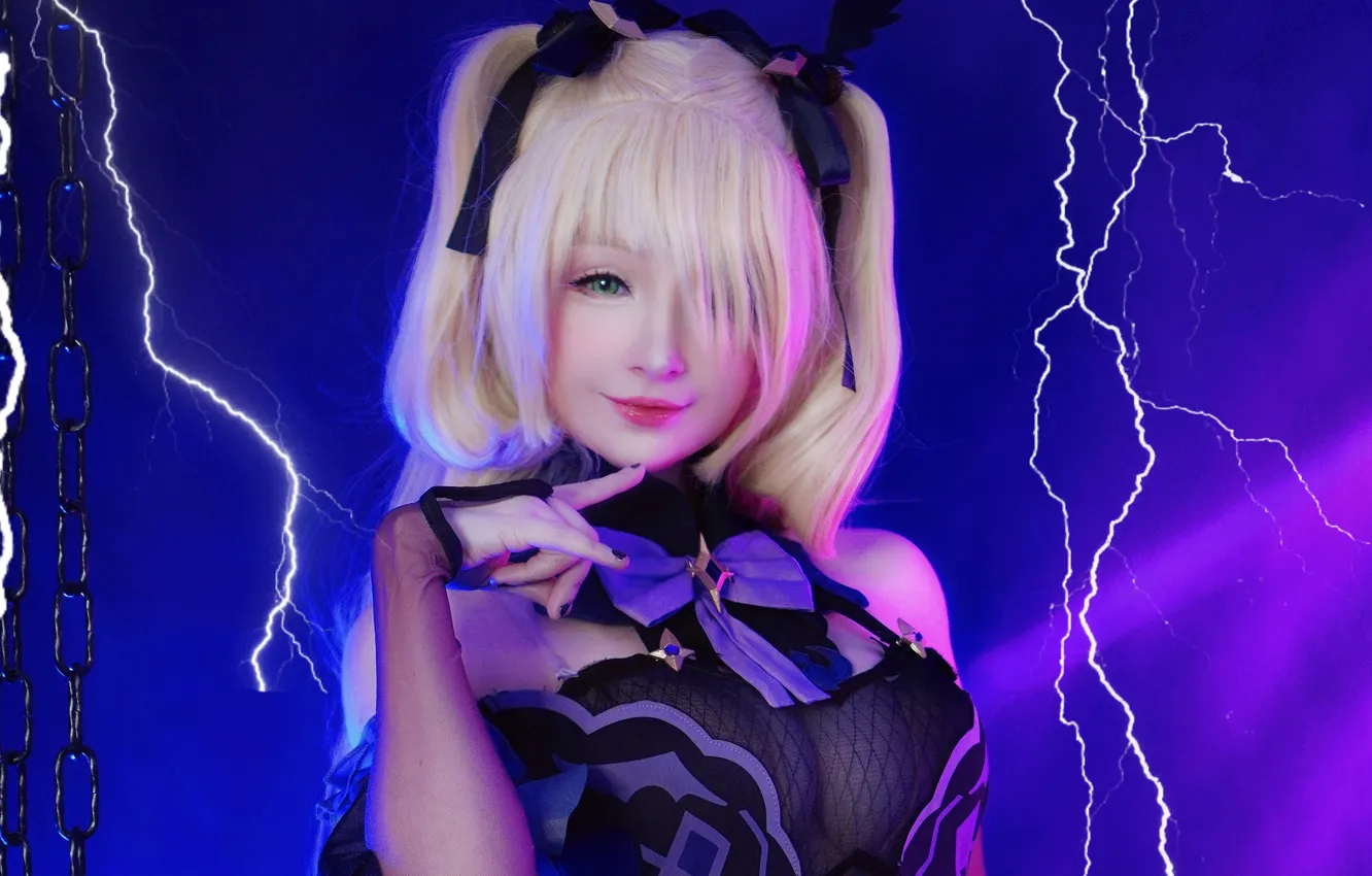 Photo wallpaper girl, sexy, cleavage, blouse, green eyes, long hair, boobs, smile