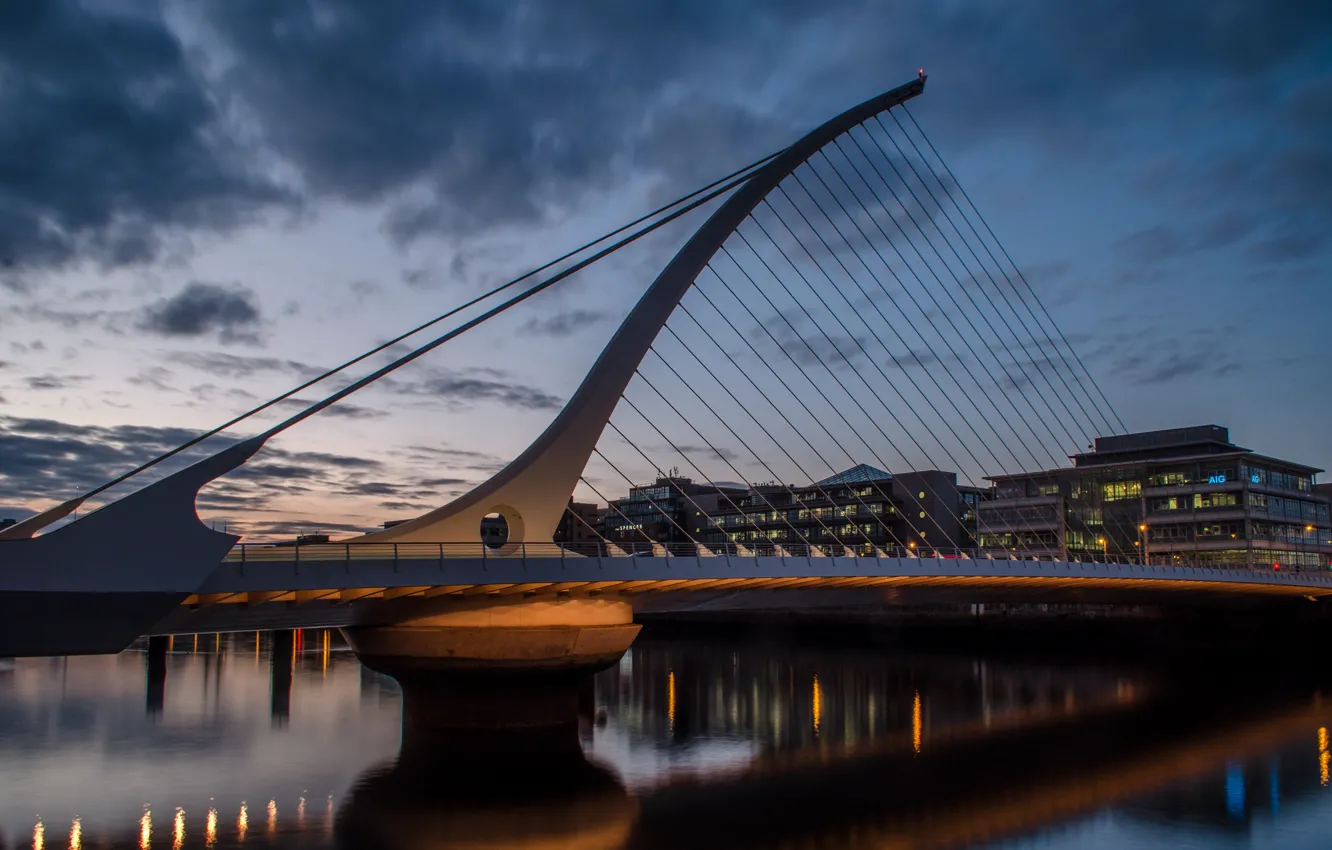 Photo wallpaper bridge, river, home, the evening, Ireland, Dublin