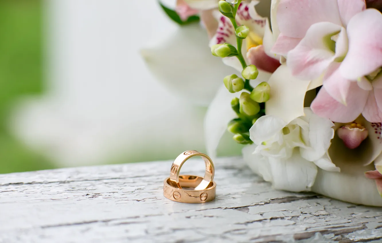 Photo wallpaper flowers, ring, wedding