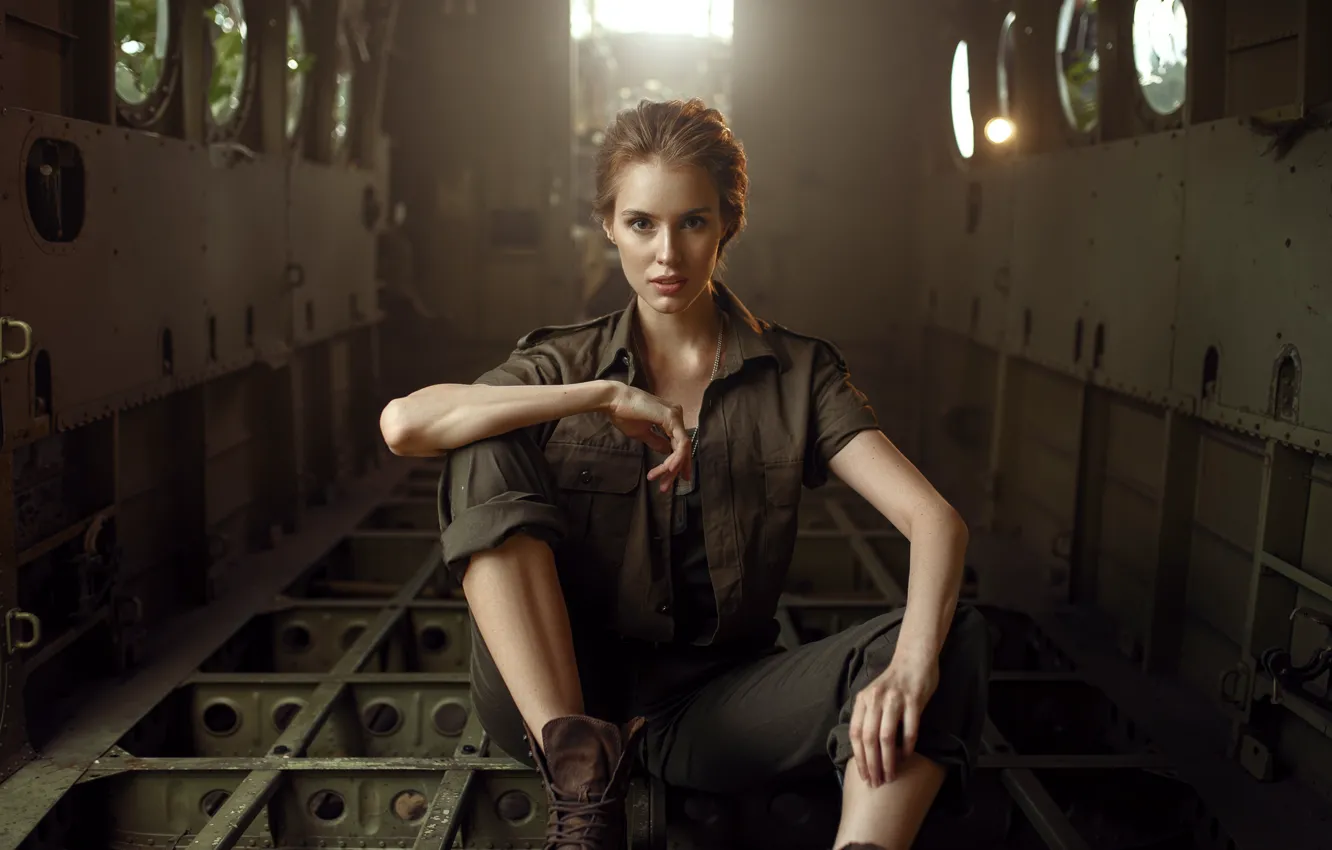 Photo wallpaper girl, pose, jumpsuit, Max Kuzin