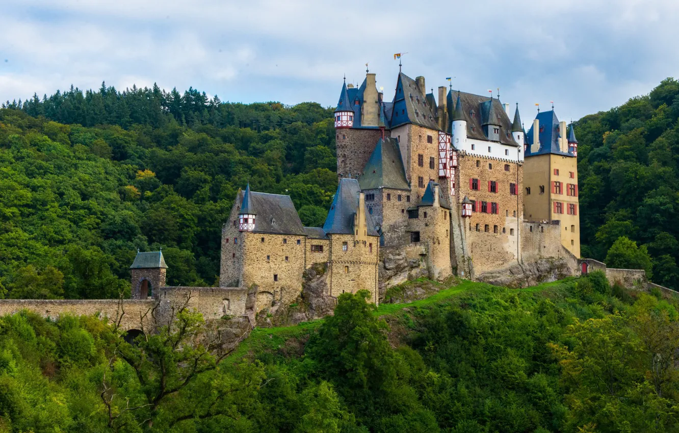 Photo wallpaper forest, castle, Germany, ELTZ, Burg Eltz