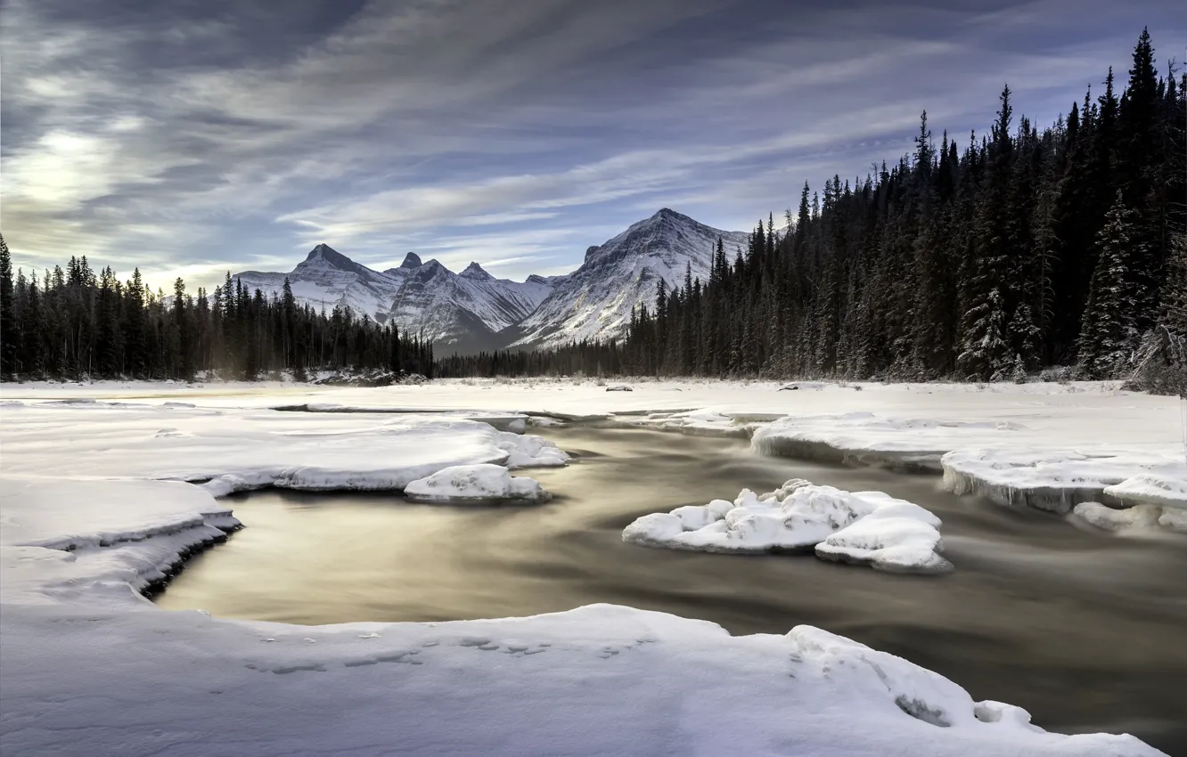 Photo wallpaper ice, river, canada, Athabasca
