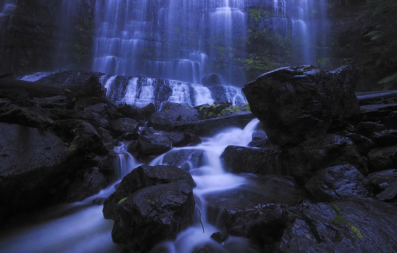 Photo wallpaper water, rock, stones, waterfall, stream