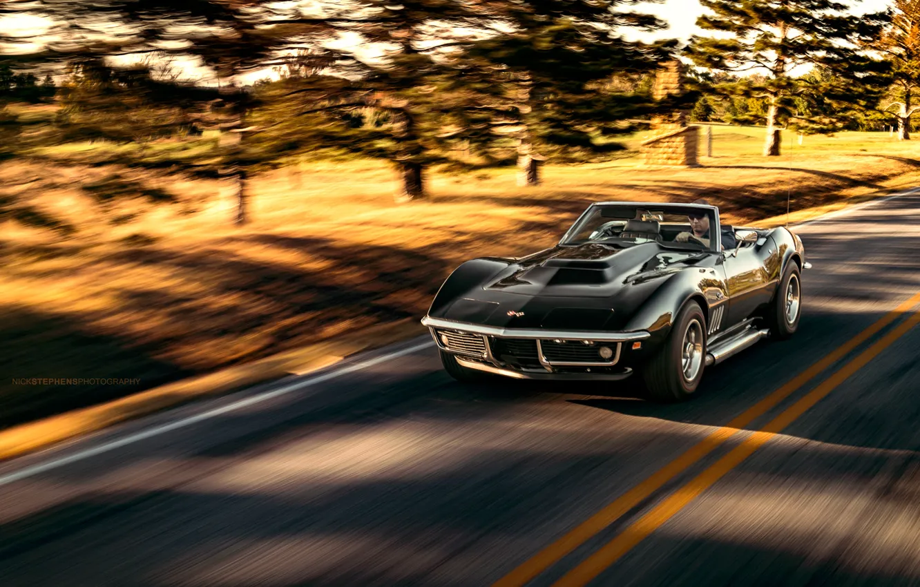Photo wallpaper Corvette, Chevrolet, black, Stingray, Nick Stephens Photography