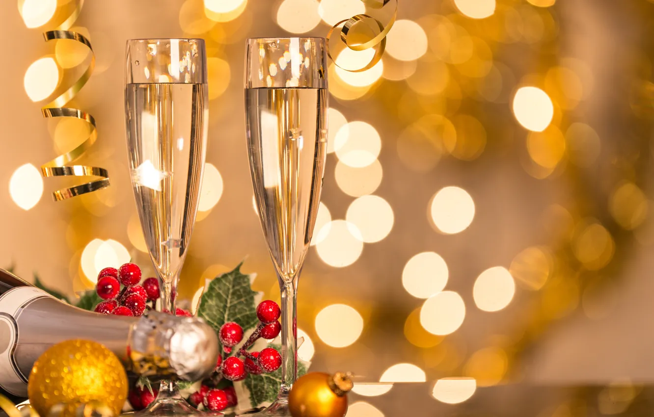 Photo wallpaper background, holiday, glass, new year, champagne