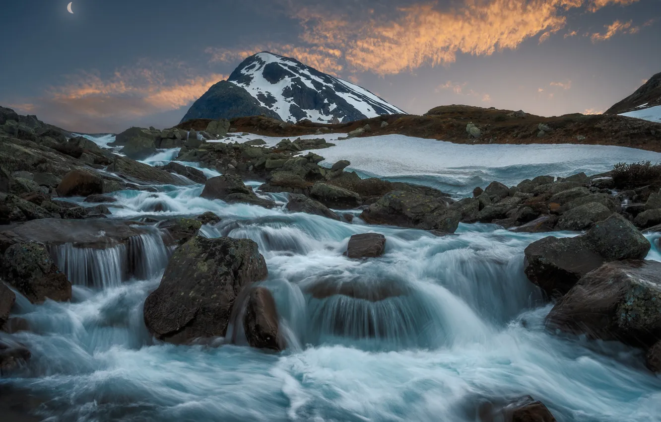 Photo wallpaper mountains, river, Norway, cascade, Norway, Jotunheimen National Park, Jotunheimen Mountains, The national Park Jotunheimen