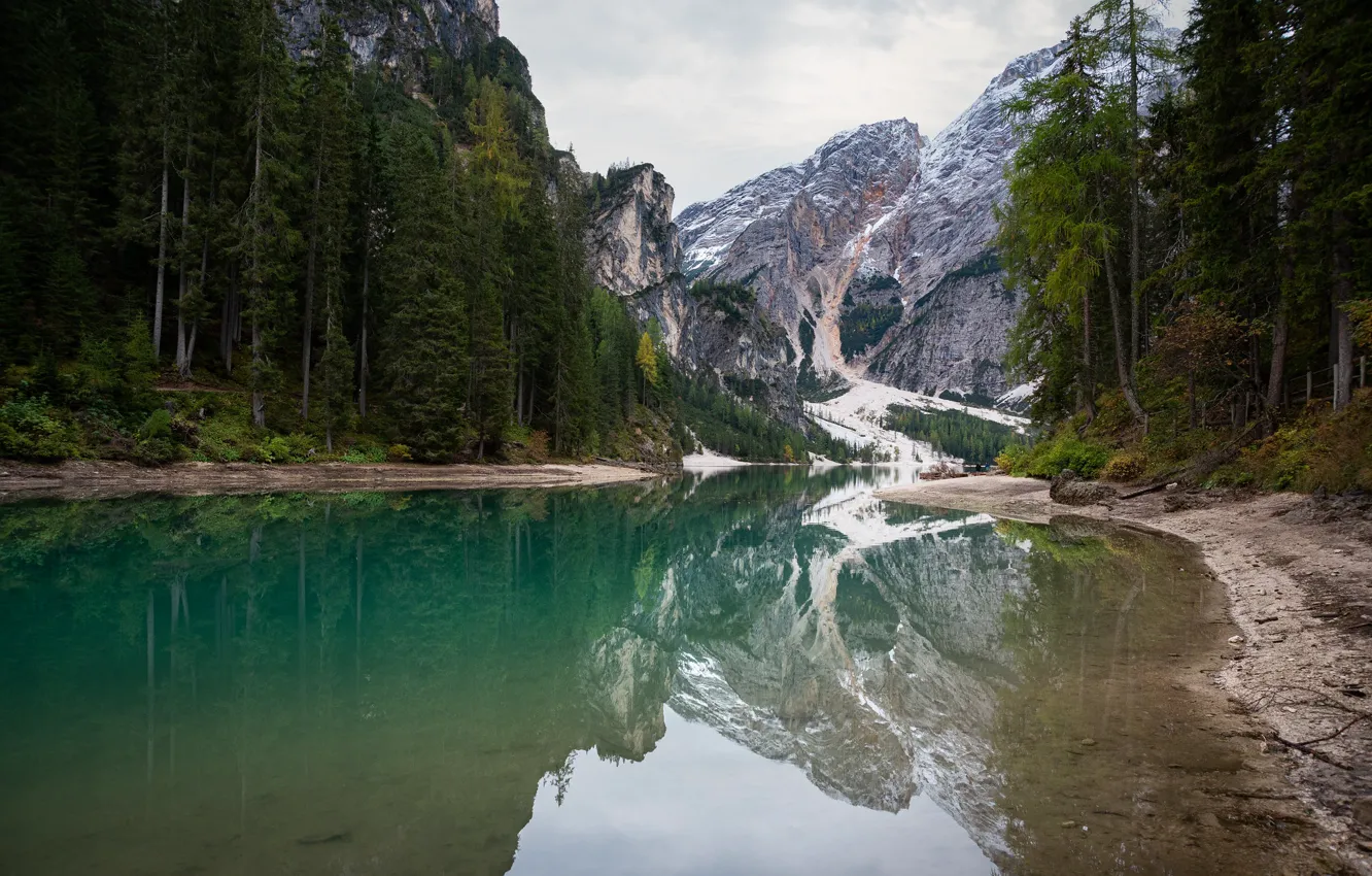 Photo wallpaper Italy, Dolomites, The Lake Of Braies