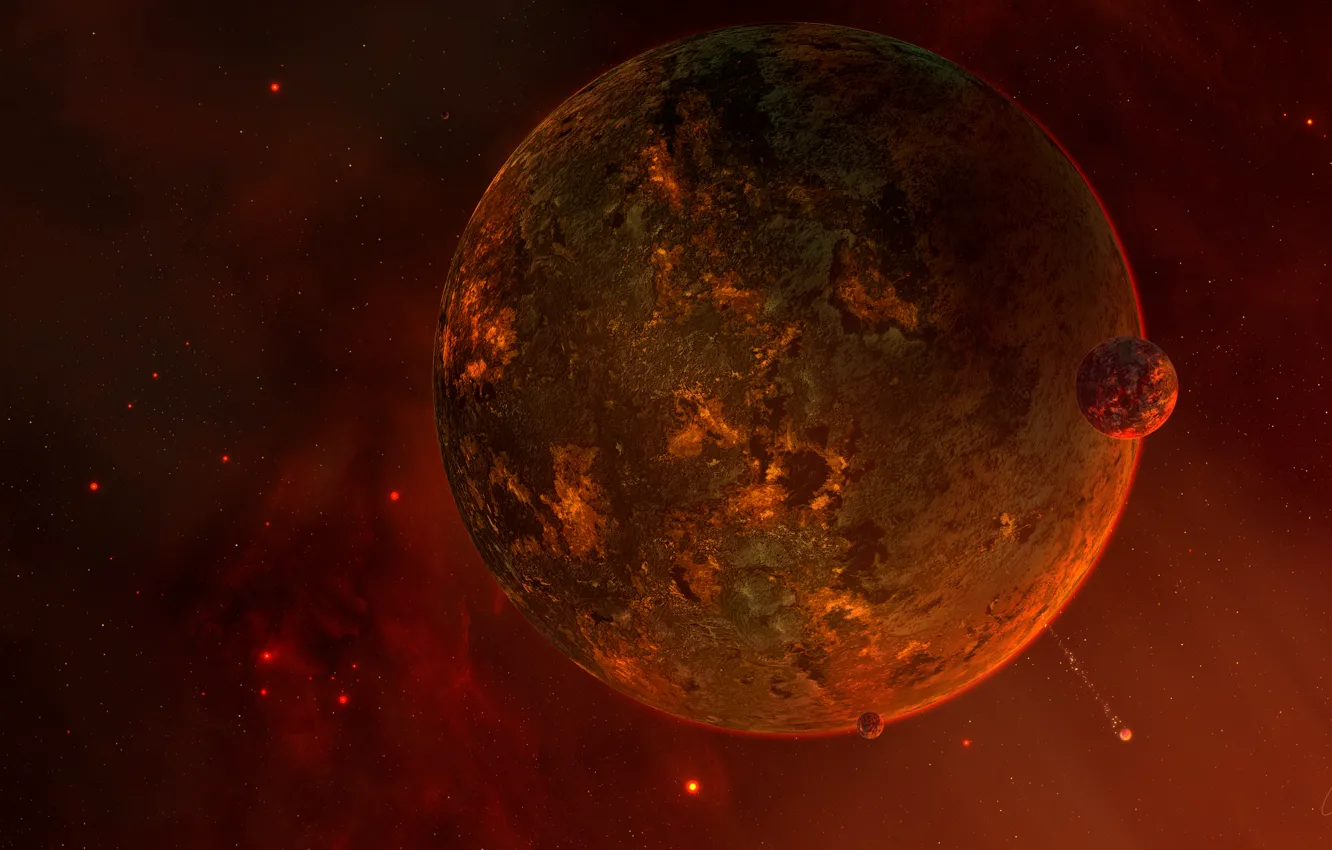 Photo wallpaper planet, satellite, sci fi