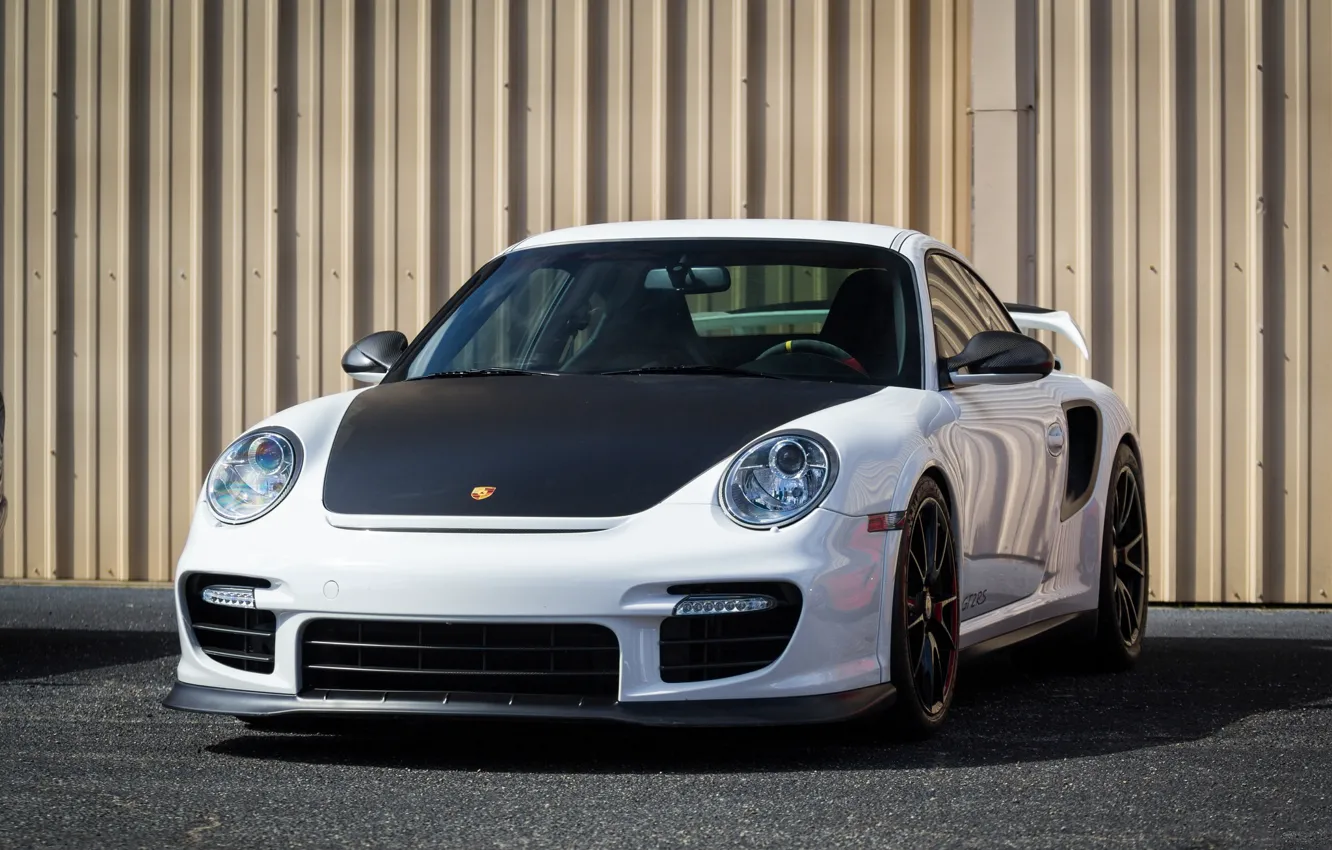 Photo wallpaper Porsche, Black, White, Wheels, GT2RS