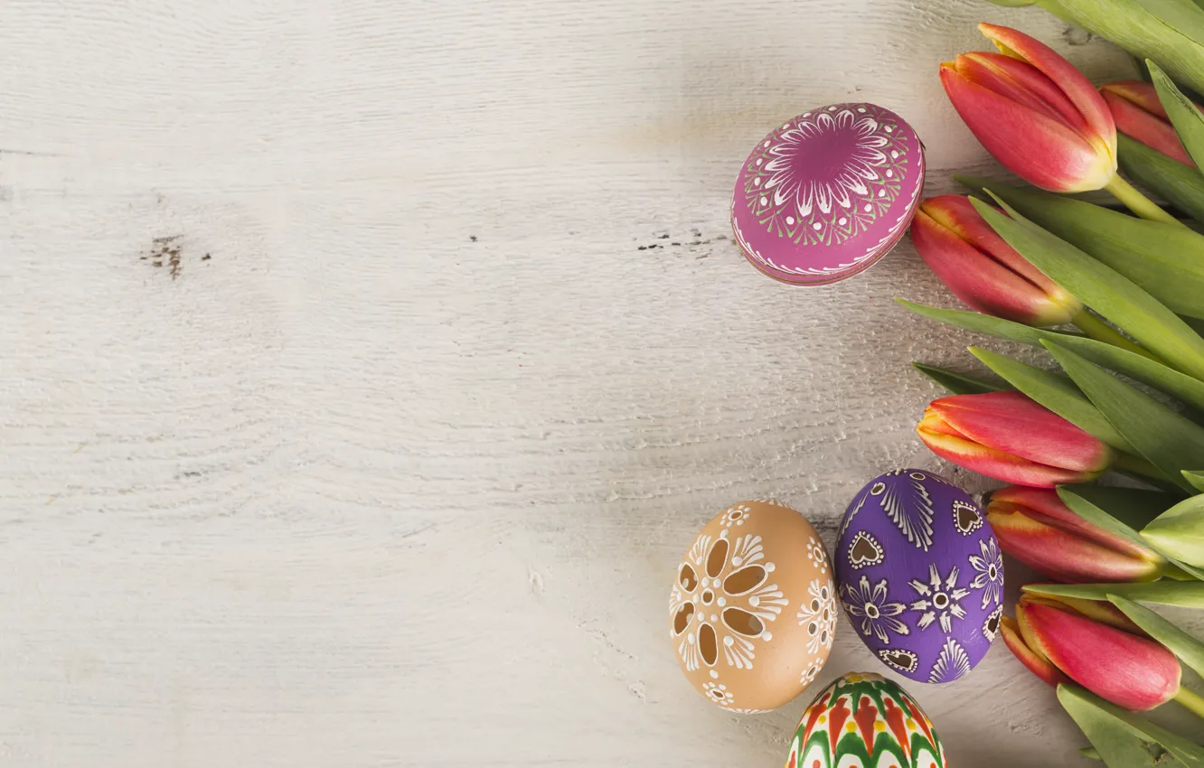 Photo wallpaper Flowers, Easter, Eggs, Holiday