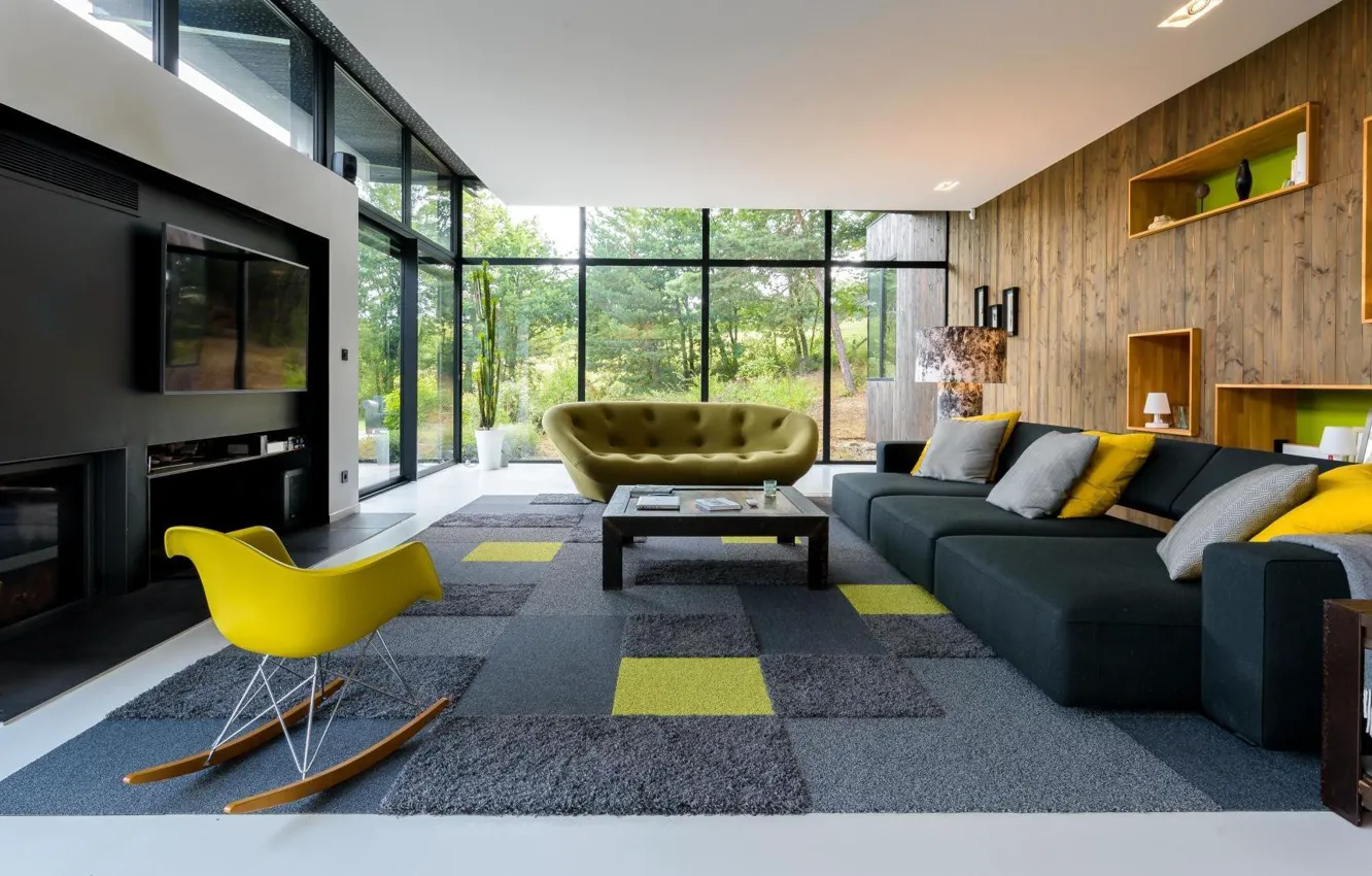 Photo wallpaper design, style, interior, living room, Villa A & L, by Atelier d'architectes Associés