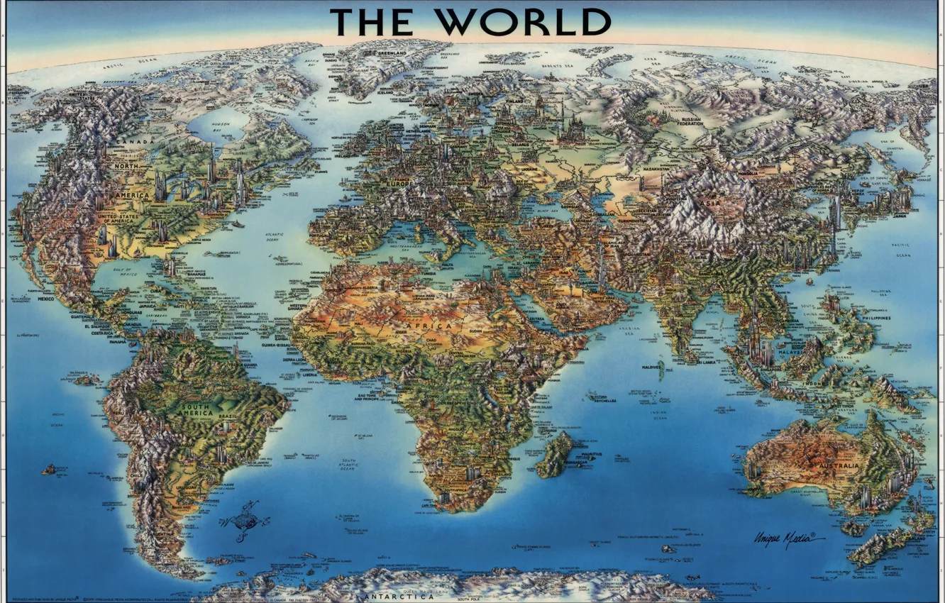 Photo wallpaper Europe, america, Africa, Asia, World Map