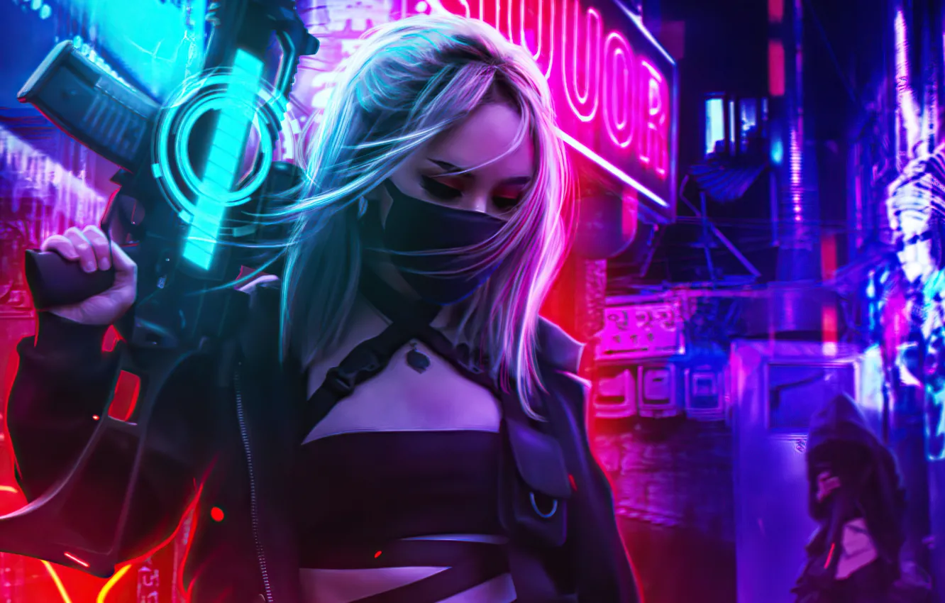 Photo wallpaper artist, digital art, artwork, Cyberpunk, scifi