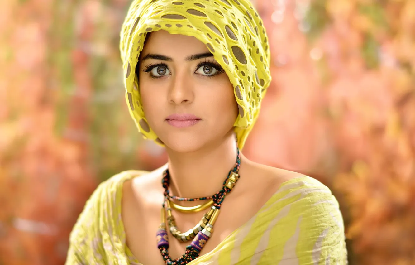 Photo wallpaper look, girl, decoration, portrait, headdress, brown-eyed