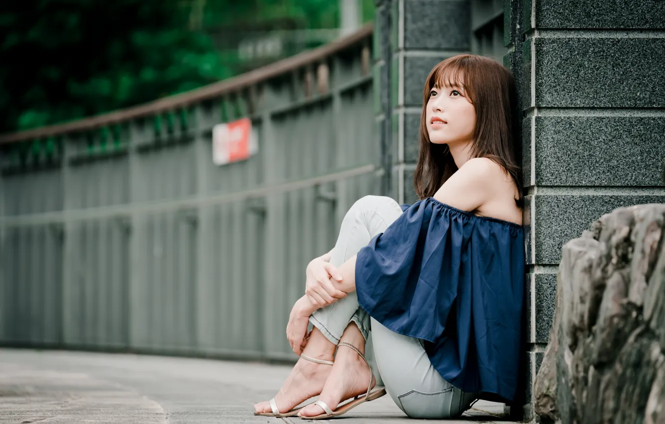 Photo wallpaper girl, Asian, cutie, bokeh