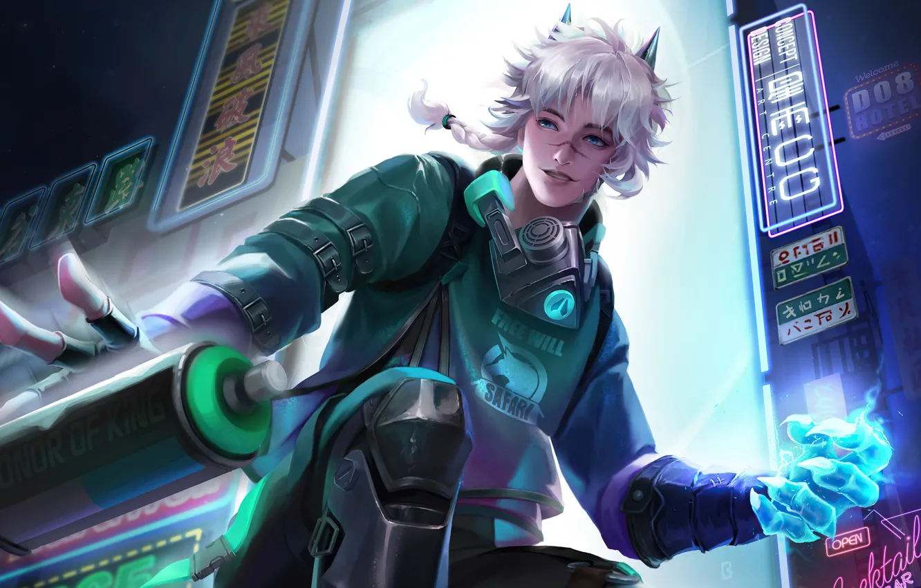 Photo wallpaper game, moba, Cyberpunk, Honor of Kings, HOK, Zhuge Liang