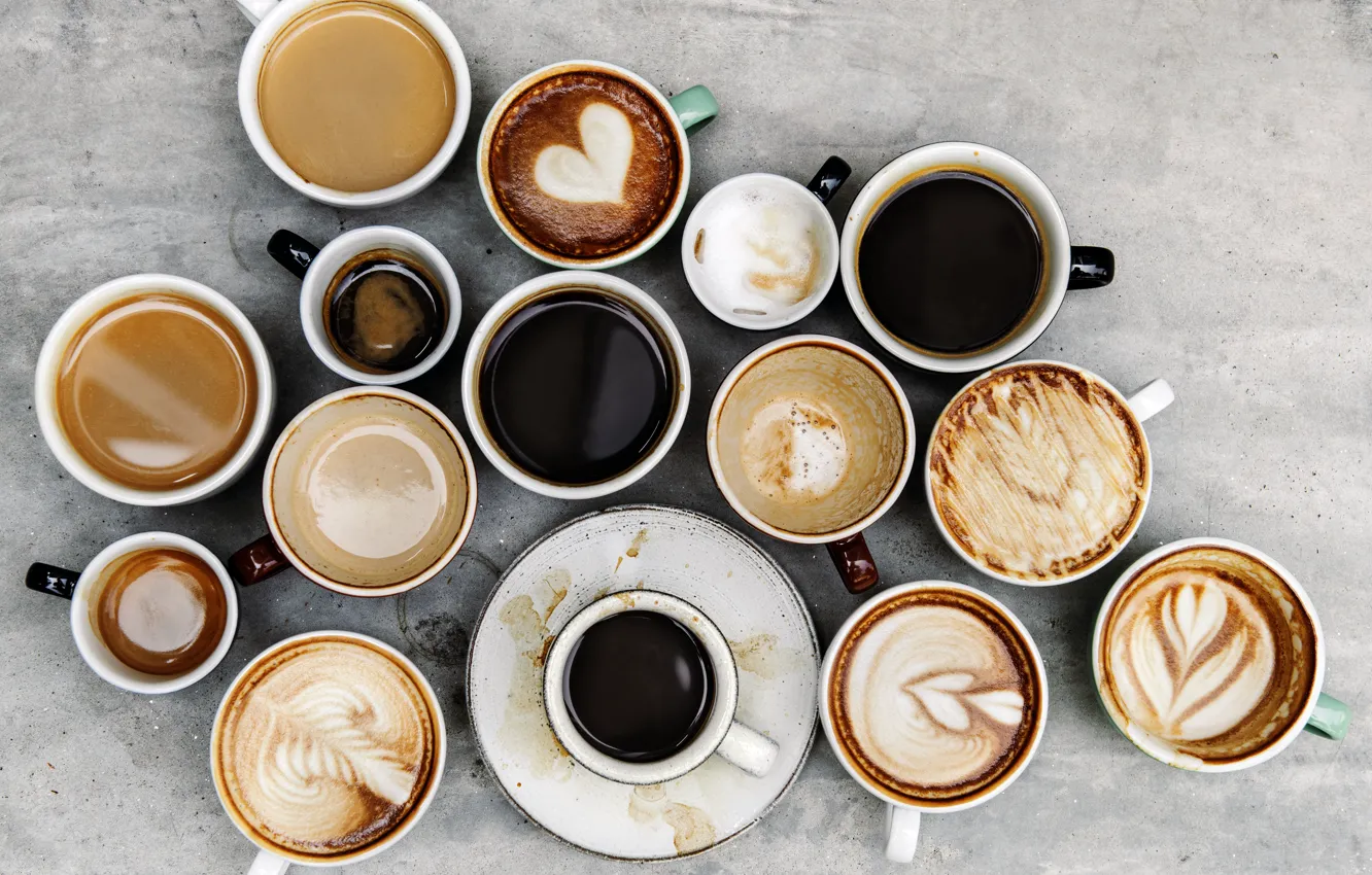 Photo wallpaper different, coffee, cups, hot drink