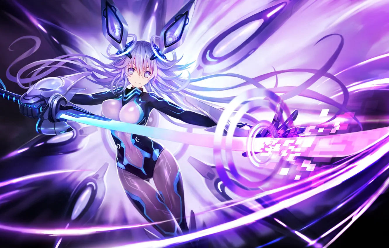 Photo wallpaper girl, katana, ken, blade, suit, oppai, japonese, Hyperdimension Neptunia