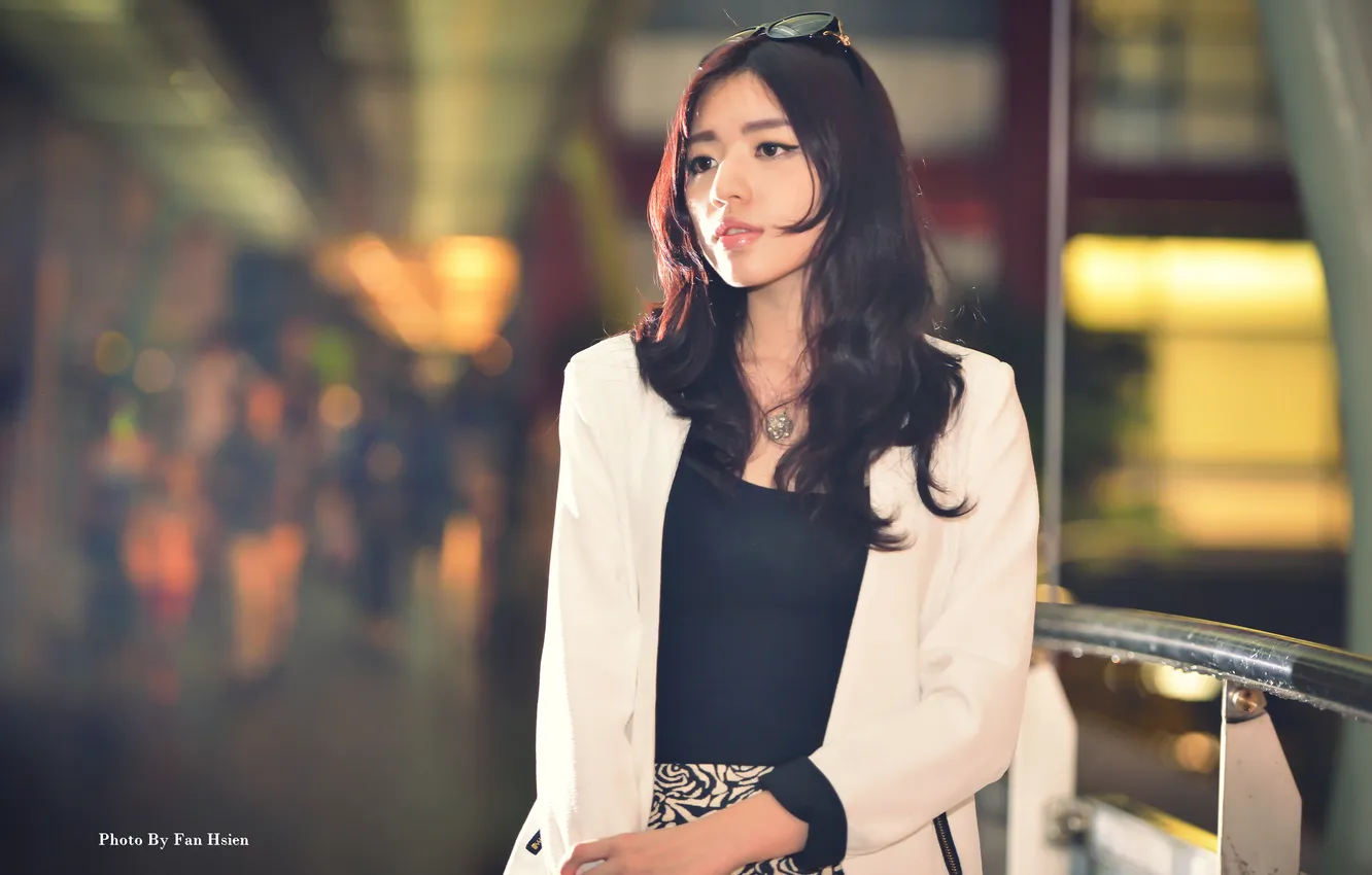 Photo wallpaper pose, model, portrait, makeup, brunette, glasses, hairstyle, Asian