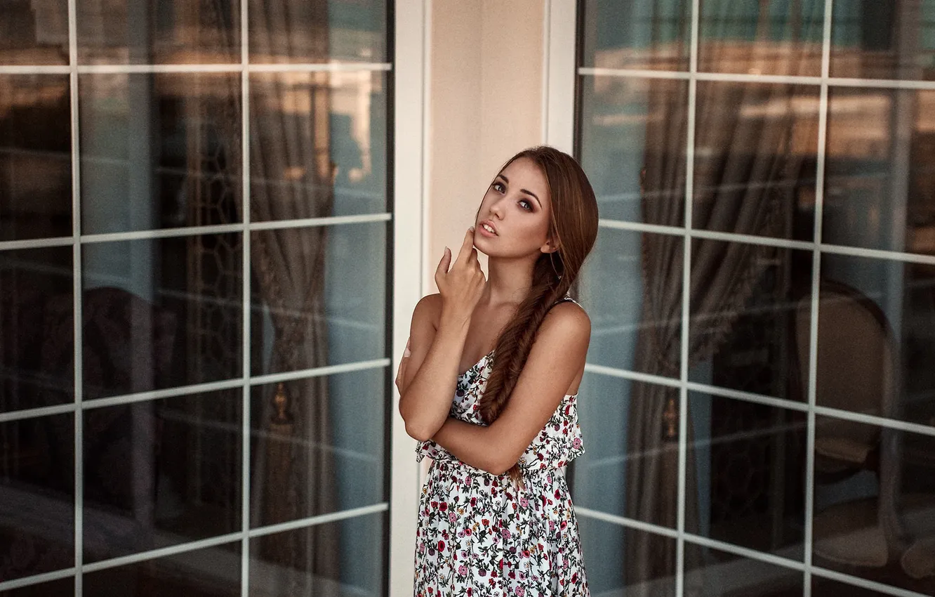 Photo wallpaper girl, reflection, model, window, Kirill Averianov