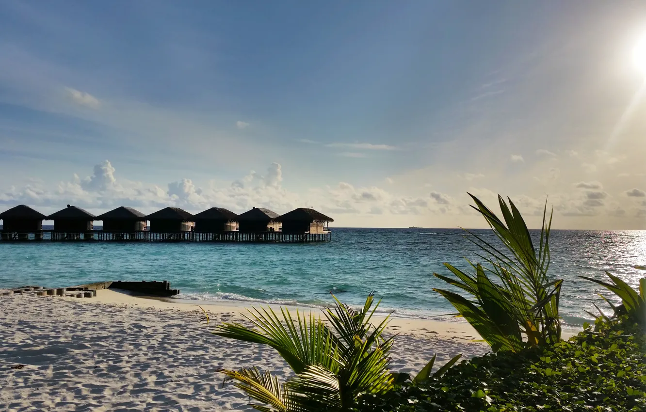 Wallpaper beach, the sky, the sun, sunset, tropics, the ocean, island ...