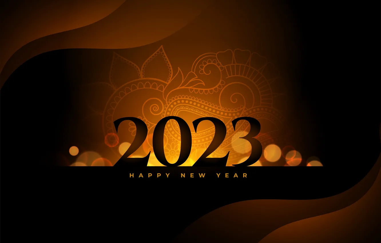 Photo wallpaper light, line, pattern, new year, figures, ornament, date, brown background