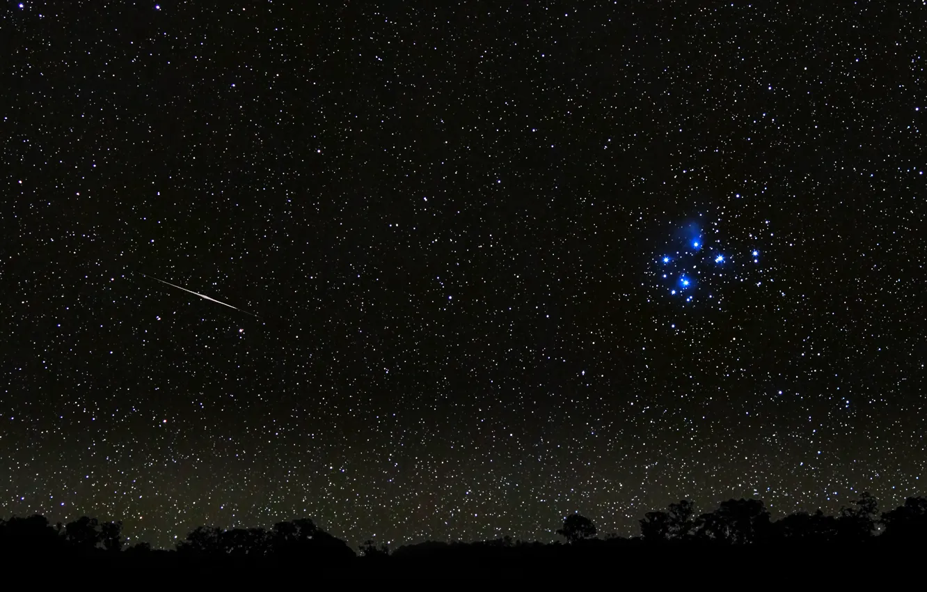 Photo wallpaper stars, meteor, The Pleiades