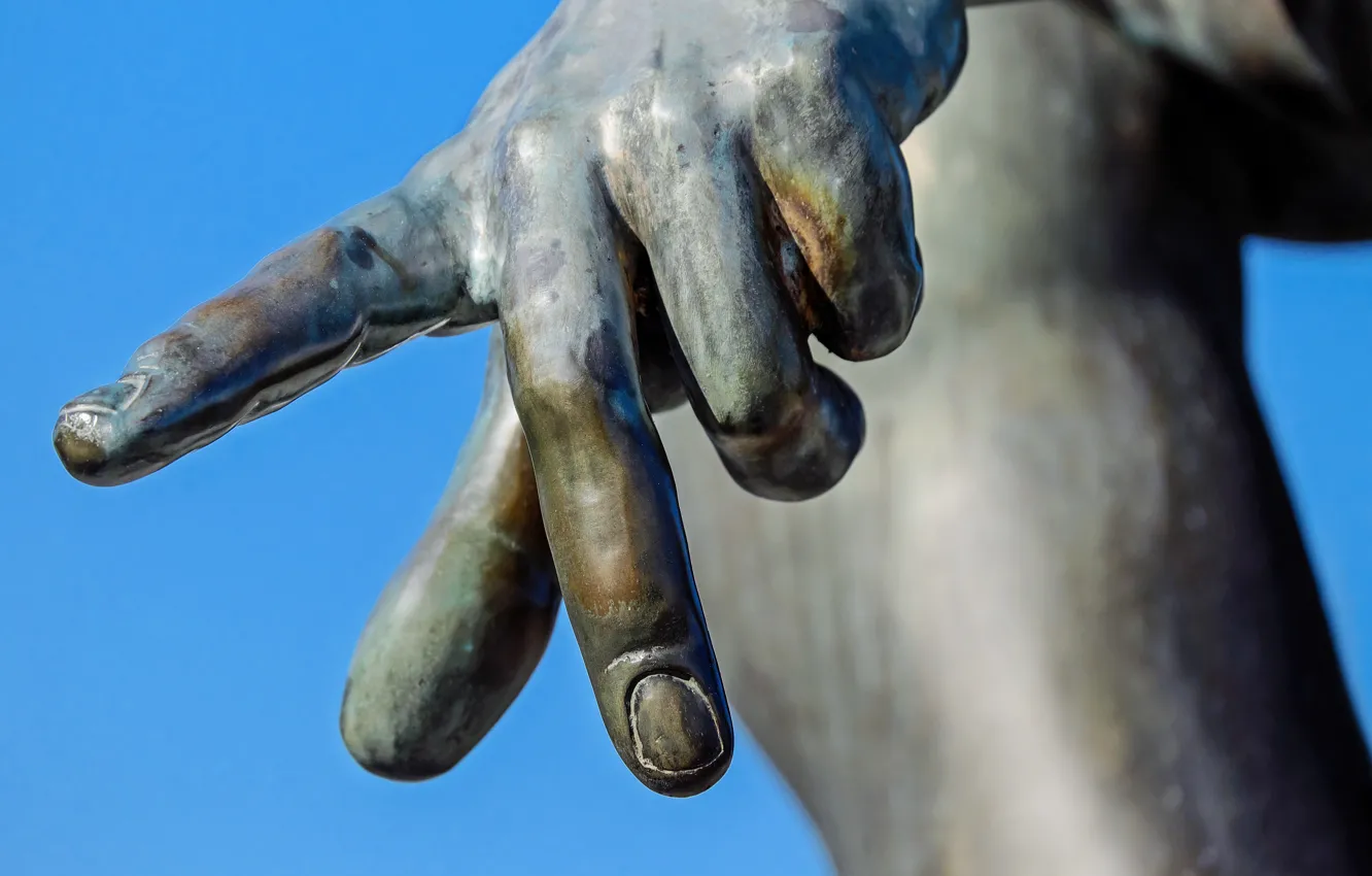 Photo wallpaper the sky, hand, finger, symbol, sculpture, gesture, closeup, monument