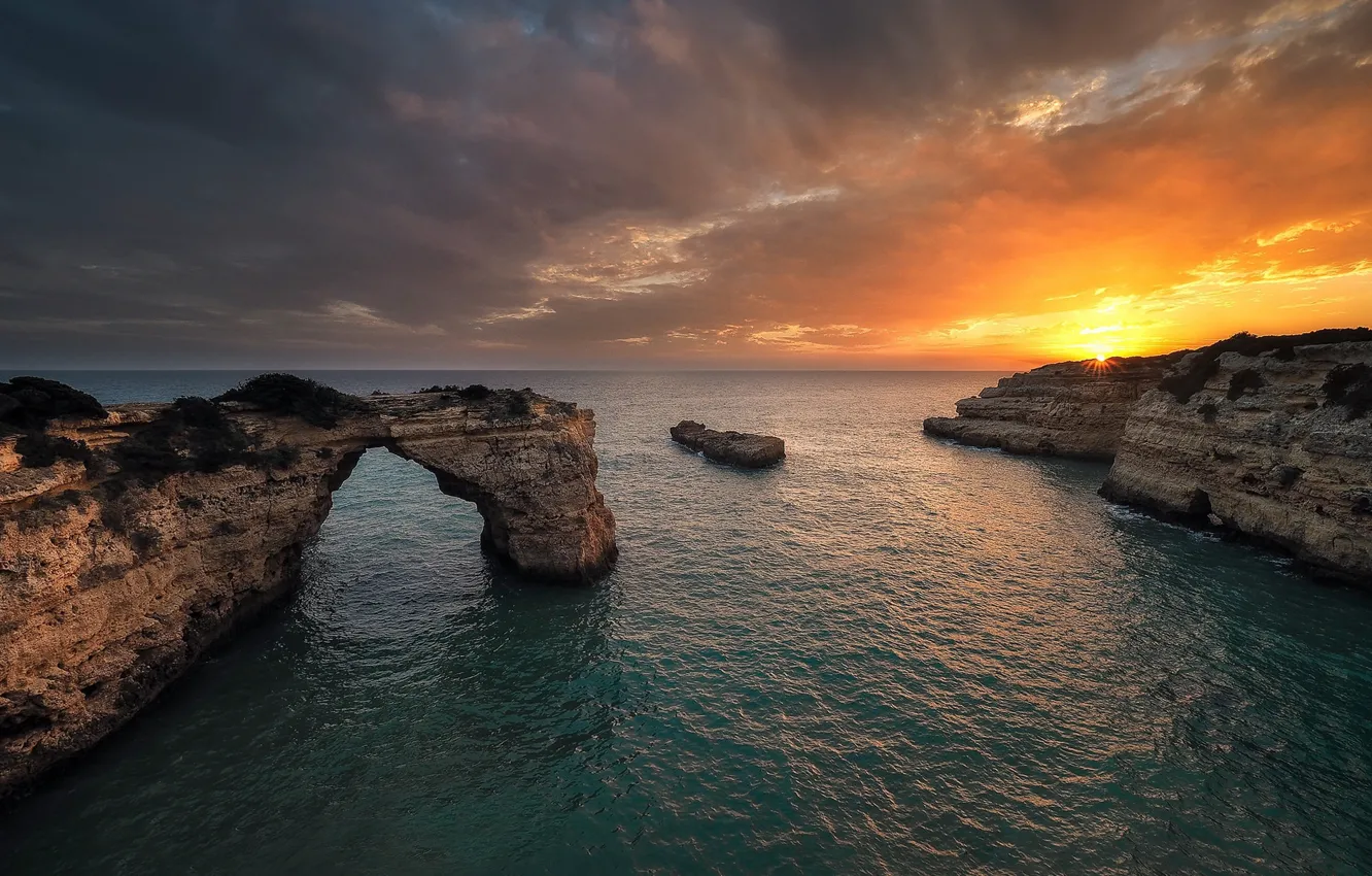 Photo wallpaper sky, sea, landscape, coast, nature, sunset, water, clouds