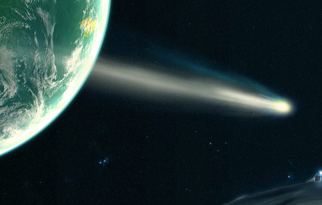 Photo wallpaper light, the universe, God, planet, satellite, orbit