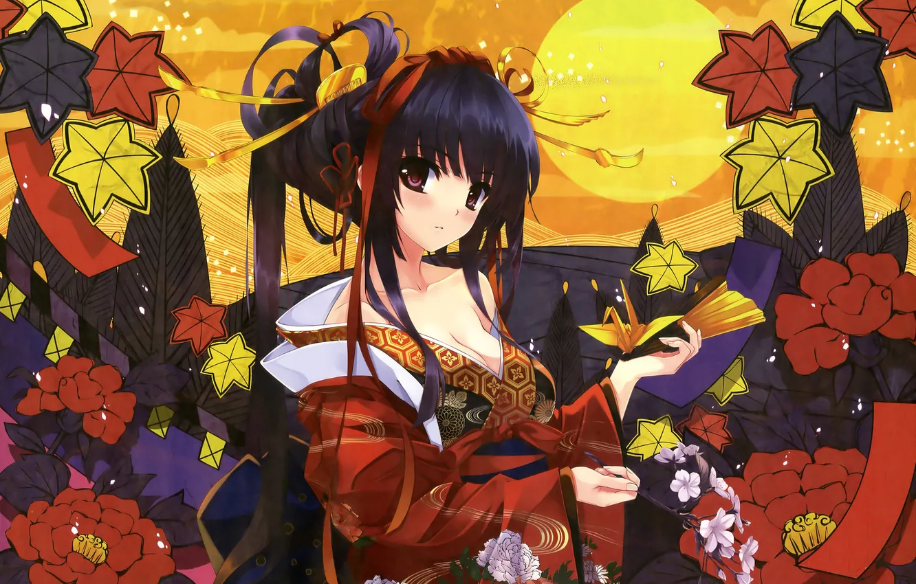 Photo wallpaper look, girl, kimono