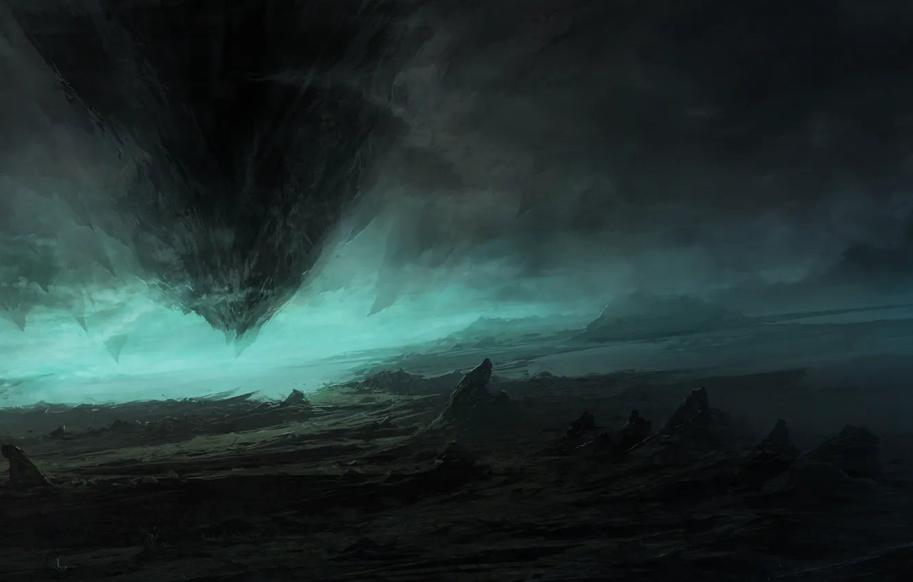 Photo wallpaper fog, the ocean, moonlight, ChrisCold, Ghost ship, Wind wave, Atmospheric phenomenon, Geological phenomenon