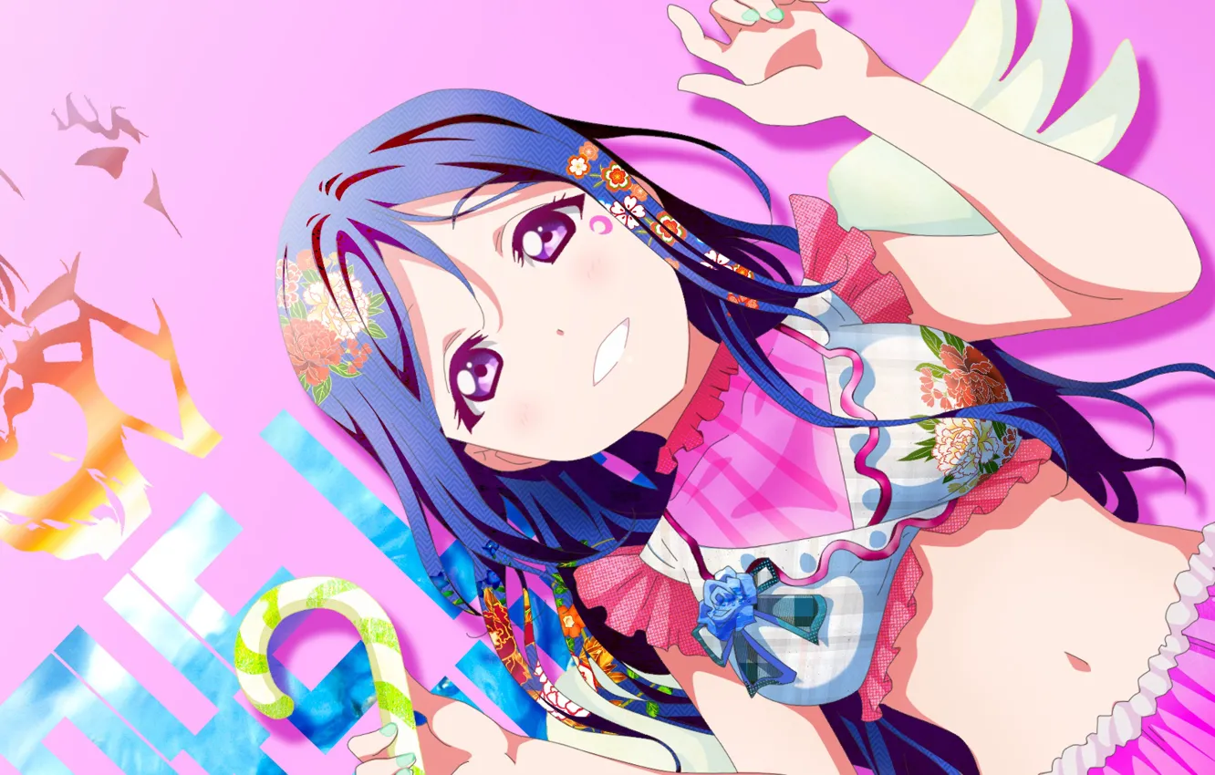 Photo wallpaper look, smile, girl, bright, Love Live School Idol Project, Living love