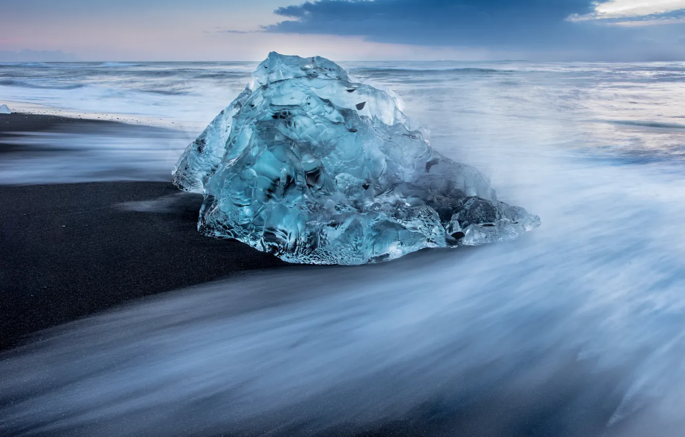 Photo wallpaper winter, sea, shore, ice