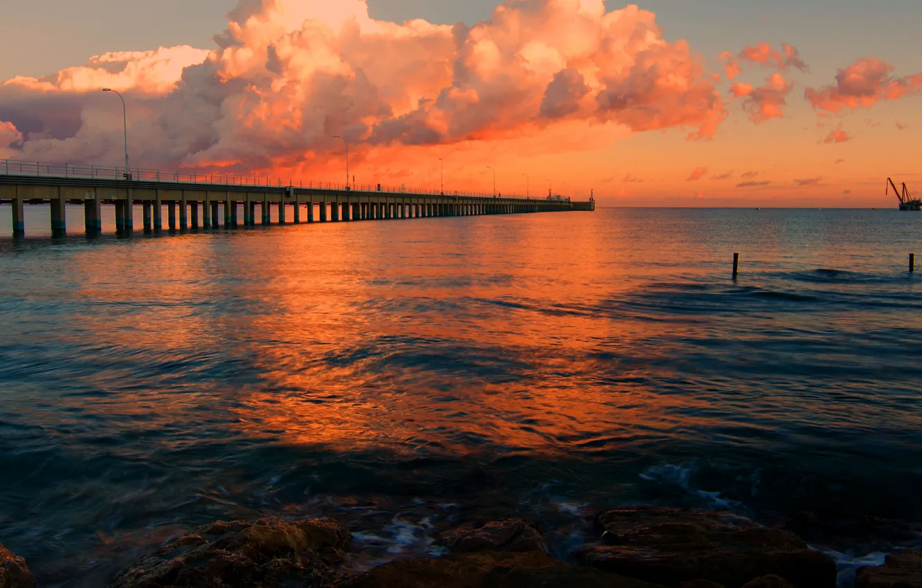 Photo wallpaper sea, clouds, pierce