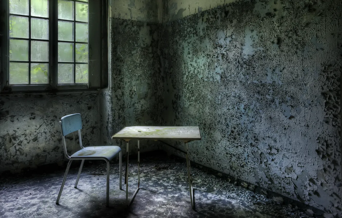 Photo wallpaper table, window, chair